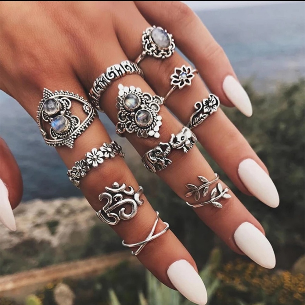 "Moonlight" Set of 11 Stackable Midi Rings